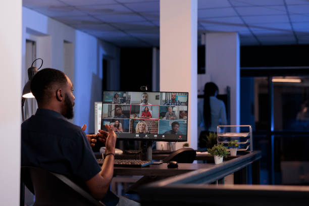 istock African american man talking to coworkers on remote videoconference call 1423277481
