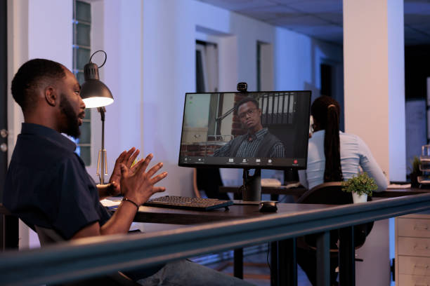 istock Project manager talking to office worker on online videocall 1423277502