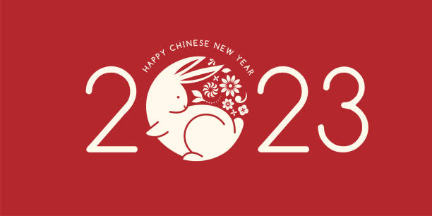 ilustraciones, imágenes clip art, dibujos animados e iconos de stock de año nuevo chino 2023 año del conejo - símbolo del zodiaco chino, concepto de año nuevo lunar, diseño de fondo moderno - conejo