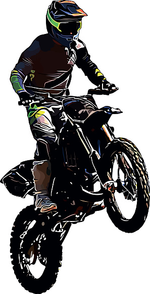 Color vector image of a motorcyclist performing an extreme jump trick