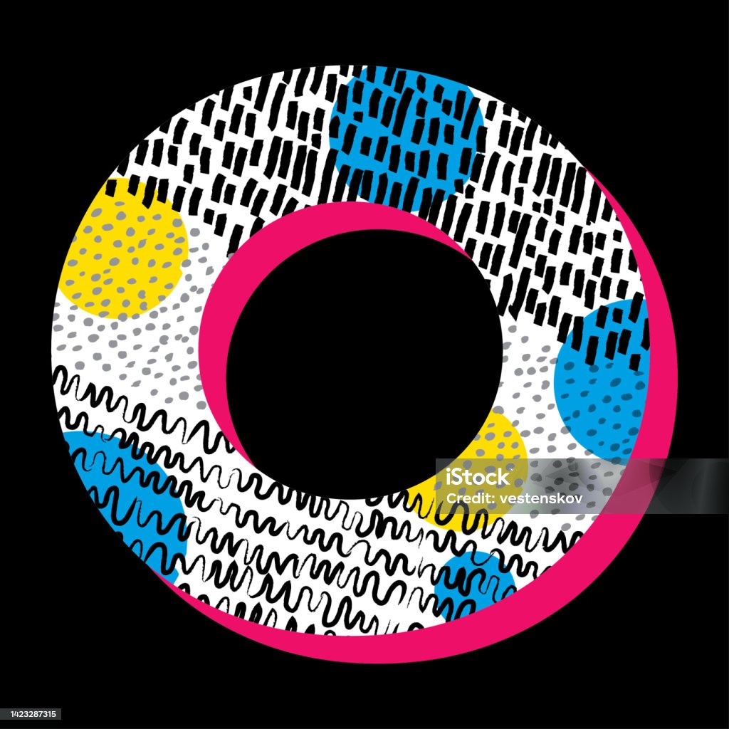 Round Abc Sketch Pattern Organic Round Alphabets Stylish Vector Illustration ...