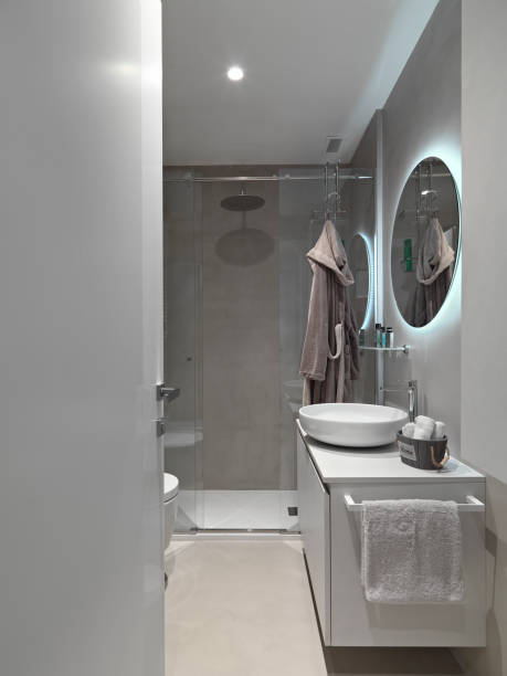 istock modern bathroom interior with a masonry shower cubicle 1423294844