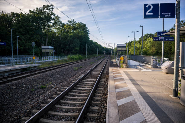 Railroad station at summer in Germany stock photo