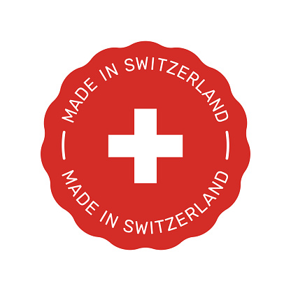 Label sticker with Swiss flag