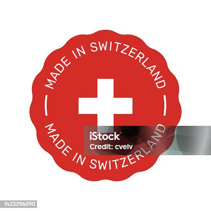 istock Made in Switzerland colorful vector badge 1423296090