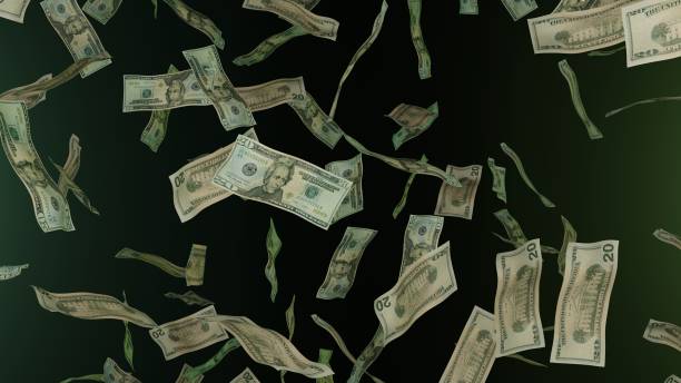 istock 20 Dollar bills falling down. Banknotes. Money rain. 1423296232
