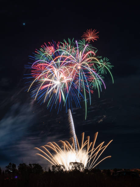 istock Fireworks of different colors with the black background 1423298159
