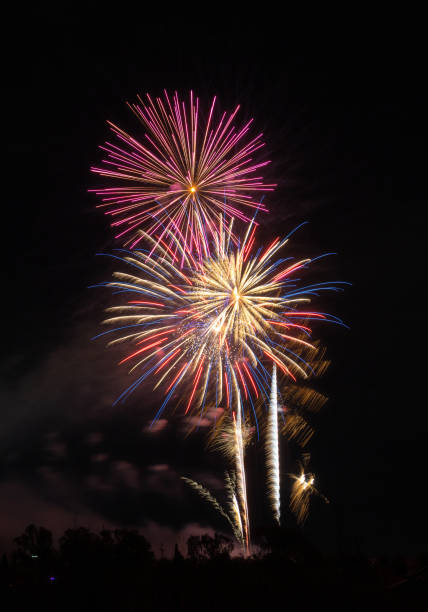 istock Fireworks of different colors with the black background 1423298208