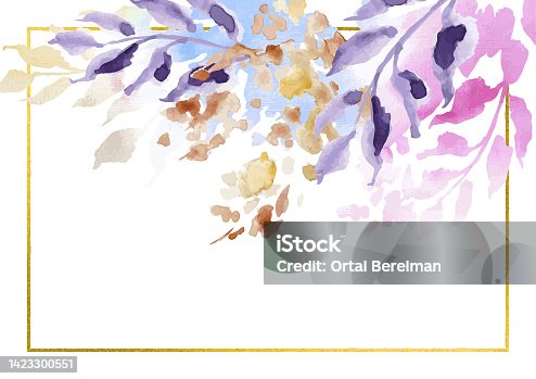 istock Watercolor vector autumn foliage banner with leaves. Vector 1423300551