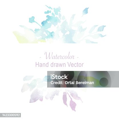 istock Watercolor vector rainbow foliage design with leaves. Vector 1423300592