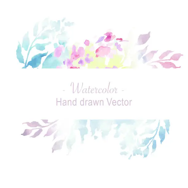 Vector illustration of Watercolor vector rainbow foliage design with leaves. Vector
