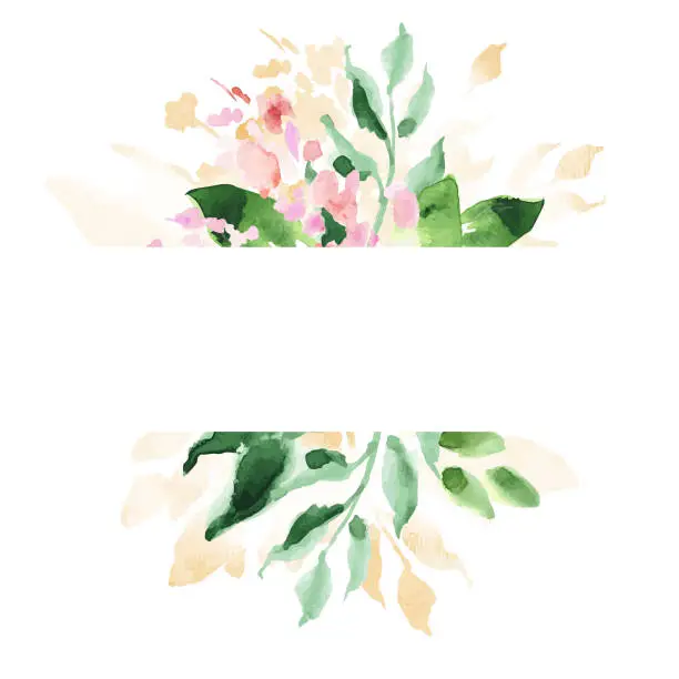 Vector illustration of Watercolor vector autumn foliage banner with leaves. Vector