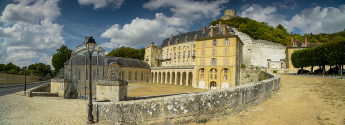 View on the castle of La Roche Guyon in Val d'Oise in France