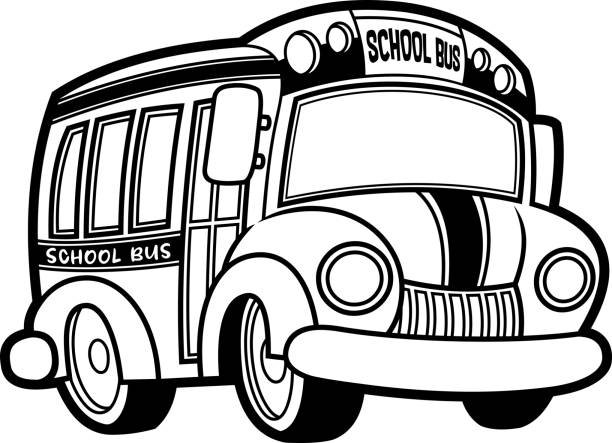 ilustrações de stock, clip art, desenhos animados e ícones de outlined cartoon yellow school bus - bus school bus education cartoon