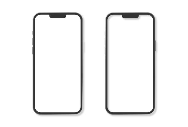 istock Set realistic smartphone blank screen, phone mockup isolated on transparent background. 1423305000