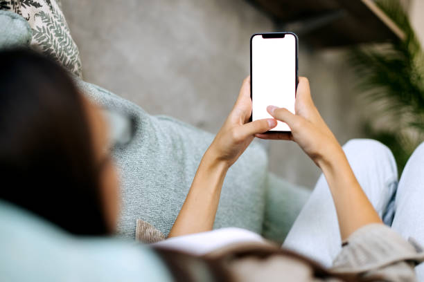 istock Unrecognisable woman holding smart phone with white screen 1423313084