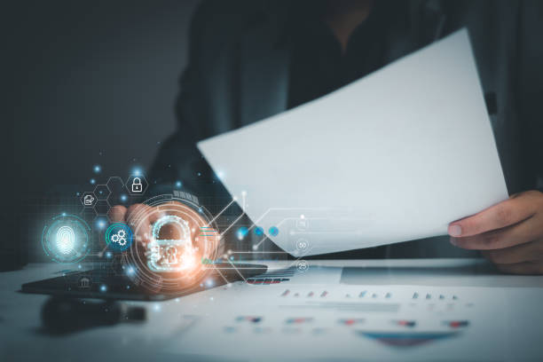 istock Cyber security network. Padlock icon and internet technology networking. Businessman protecting data personal information on tablet and virtual interface. Data protection privacy concept. GDPR. EU. 1423316839