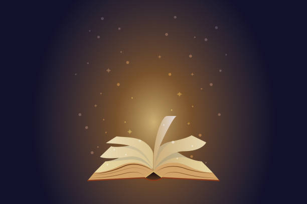 ilustrações de stock, clip art, desenhos animados e ícones de bright light coming from open book - book cover old book magic