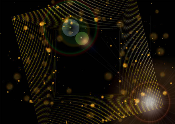 istock Abstract luxury golden background with linear squares and bokeh lights 1423322738