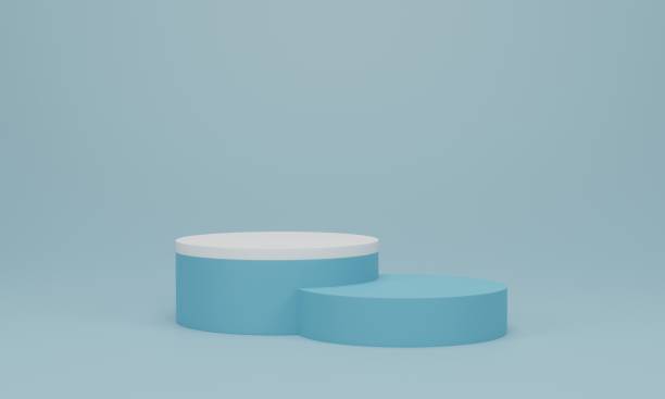 istock Cylinder podium on light blue background. Abstract minimal scene with geometric forms. Mock up scene to show cosmetic products presentation. 3d rendering, 3d illustration 1423324451