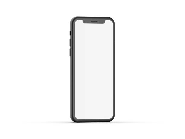 Mock up smart phone empty screen front view on the white background, 3d render illustration stock photo