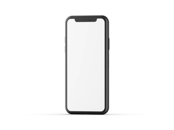 istock Mock up smart phone empty screen front view on the white background, 3d render illustration 1423324699
