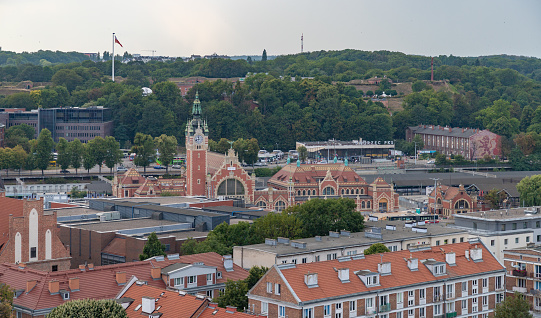 A picture of the Gdansk Main Train Station as seen from above.