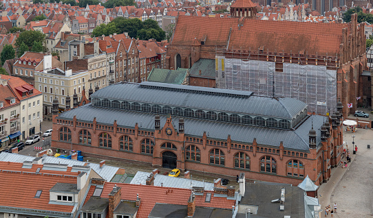 A picture of the Market Hall of Gdansk as seen from above.