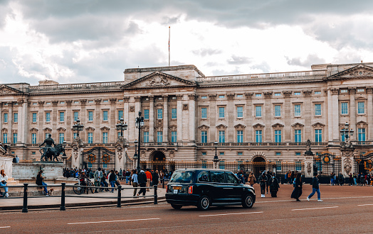 London, UK - May 13 2018: Buckingham Palace is the London residence and administrative headquarters of the monarch of the United Kingdom, located in the City of Westminster