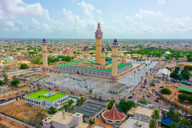 aerial view great mosque of touba - sarr stockfoto's en -beelden