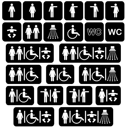 Restroom signs illustration. Vector illustration. WC icons.