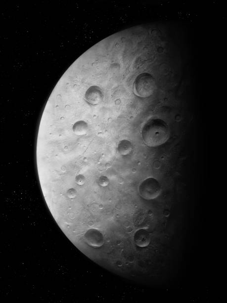 istock Planetary moon, view from space. Close up of Earth satellite. 1423333586