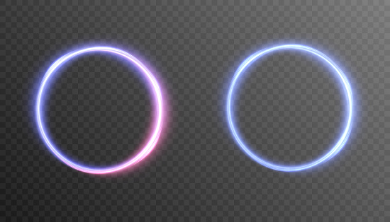 Blue-violet bright circles on a transparent background an element for the promotional text of game designs and promotional presentations. Vector