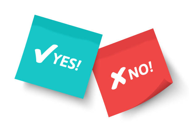 Yes and No words written on office memo notes vector art illustration