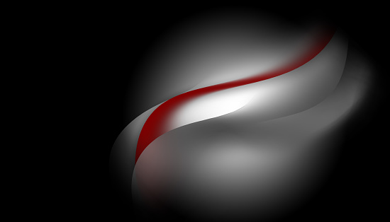 Abstract black silver futuristic background with curve red line.