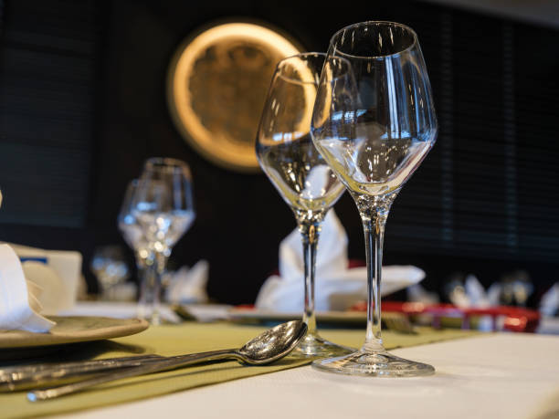 istock wine glasses on the table in a restaurant 1423340491