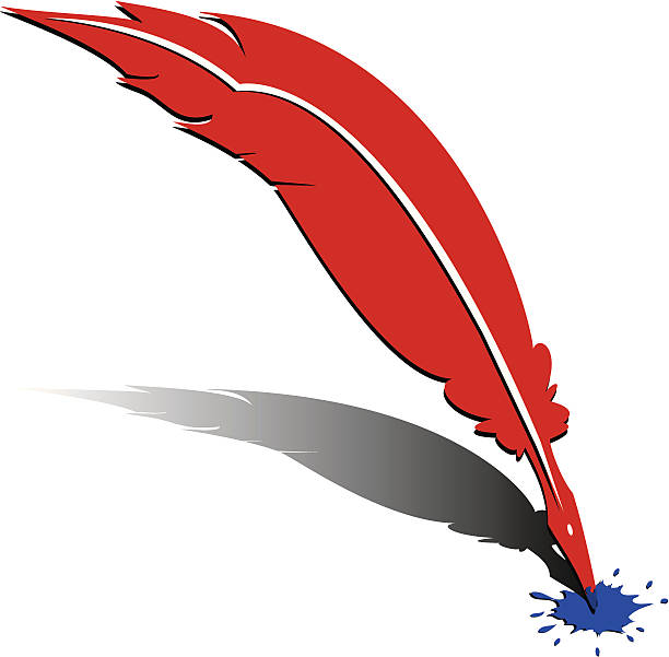Inkwell with a Red Bird Feather Clipart Graphic by Venime · Creative Fabrica