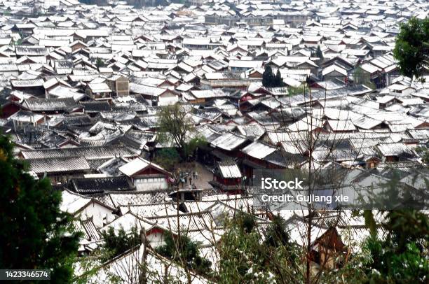 The Old Town Of Lijiang And Square Market After Snow Stock Photo - Download Image Now