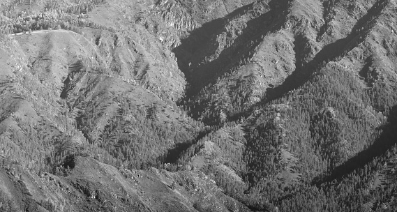Mountain slope in black and white, nature background