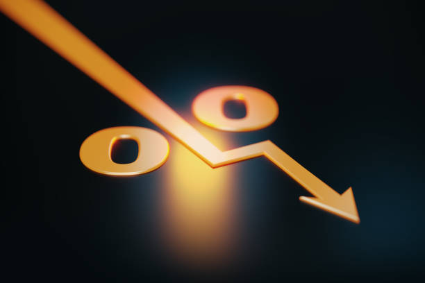 istock Orange Colored Arrow Forming A Percentage Sign On Black Background 1423347879