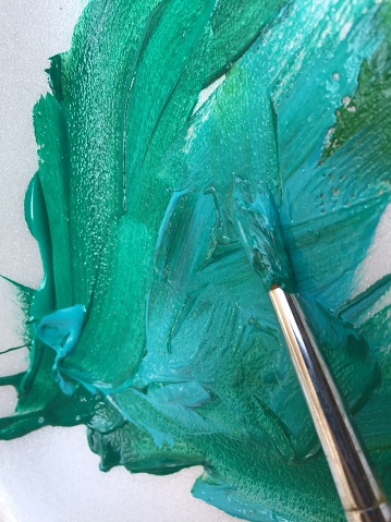 Green paint of a painting