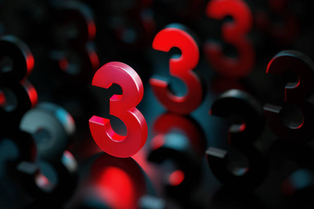 istock Red Number Three Glowing Amid Black Numbers On Black Background 1423348533