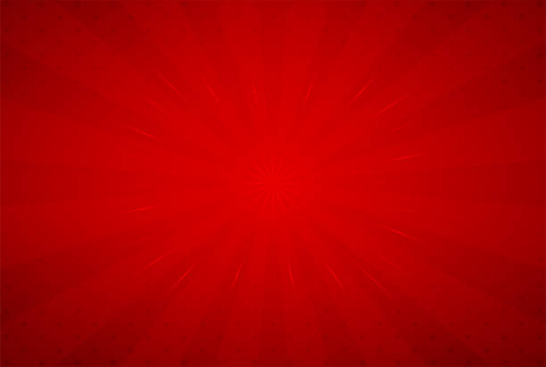 illustrazioni stock, clip art, cartoni animati e icone di tendenza di sfondo rosso con raggi del sole - red background