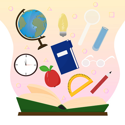 An open book. Education and literacy. The concept of science and knowledge. Vector illustration in a flat style