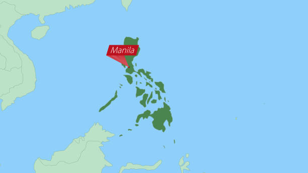 istock Map of Philippines with pin of country capital. 1423358035