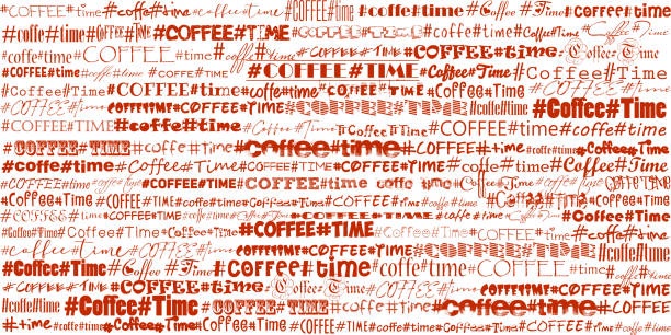 ilustrações de stock, clip art, desenhos animados e ícones de the concept of a work break, business break, coffee break. coffee break! creative seamless text ornament in flat style isolated on white background. style template for online order, web page, app design and print. - isolated on white breakfast cafe office