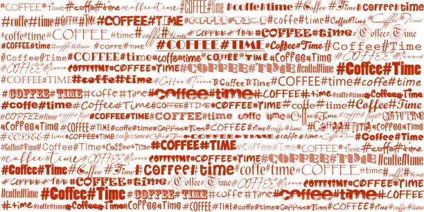 Vector illustration of The concept of a work break, business break, coffee break. Coffee break! Creative seamless text ornament in flat style isolated on white background. Style template for online order, web page, app design and print.