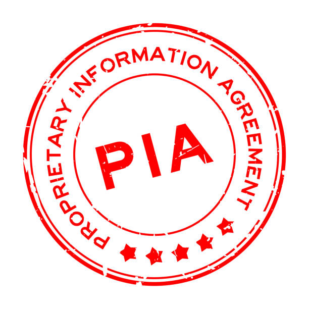 istock Grunge red PIA (abbreviation of Proprietary Information Agreement) word round rubber seal stamp on white background 1423363953