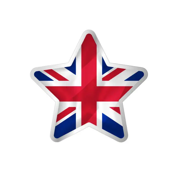 Vector illustration of United Kingdom flag in star.