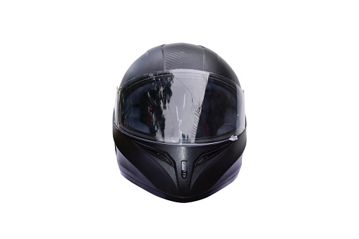 Black motorcycle helmet isolated on white background